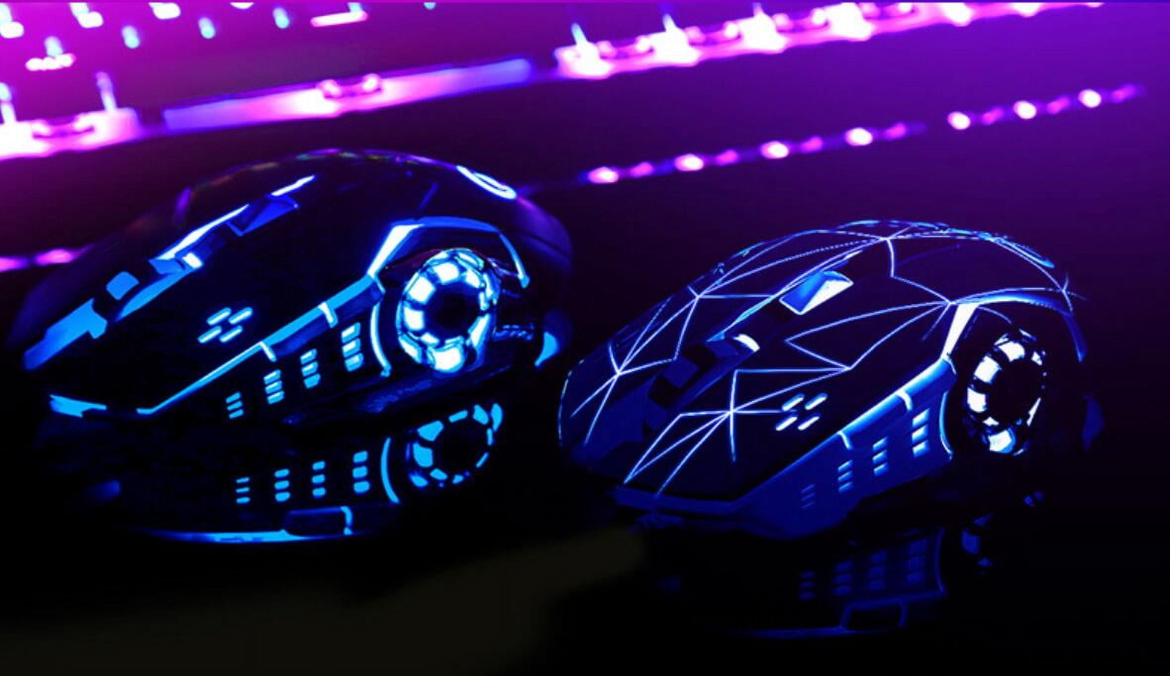 Wireless Gaming Mouse RGB Backlit, Rechargeable, 6 Programmable Buttons, 1600 DPI for Windows PC Gamers