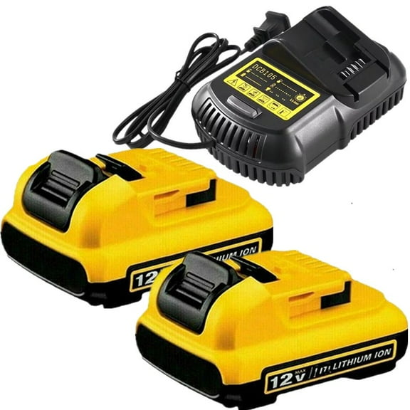12V DCB120 3.0Ah Battery Replacement for Dewalt 12V Battery and Charger Kit Compatible with Dewalt 12 Volt Max DCB124 DCB126 DCB127