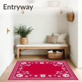 thumbnail image 3 of ODIKA 6'x9' Machine Washable Non-Slip Area Rug, Joyful Lavatory Accessory Showcasing Snowy Wonderland High Traffic Rug, Red, 653940, 3 of 7
