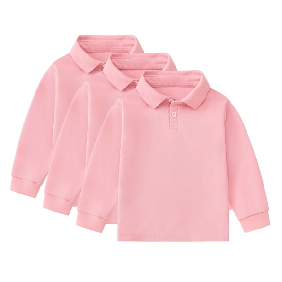 REDARER 3-Pack Boys School Uniform Polo, Long Sleeve - for Little Boys & Big Boys,Size 3-4 Years
