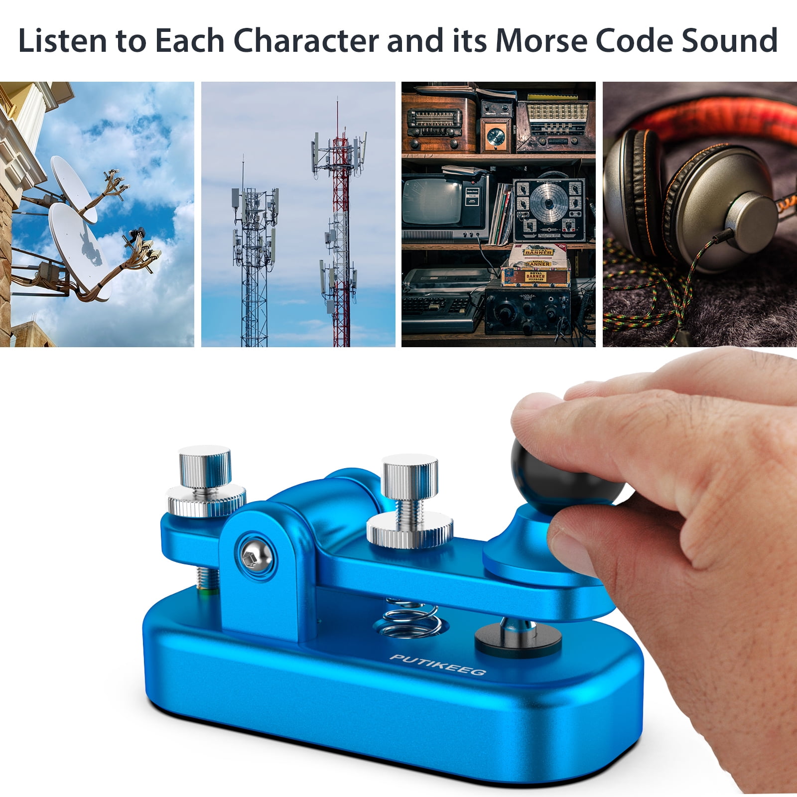 Putikeeg Morse Code Straight Key, Morse Code Paddle Key (Light water blue)
