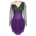 thumbnail image 3 of iiniim Womens Glittery Figure Skating Gradient Dress Gymnastics Active Costume Purple L, 3 of 7