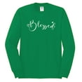 thumbnail image 2 of Wild Bobby, Blessed Inspirational Quote Heart Love, Inspirational/Christian, Men Long Sleeve Shirt, Kelly, Small, 2 of 3