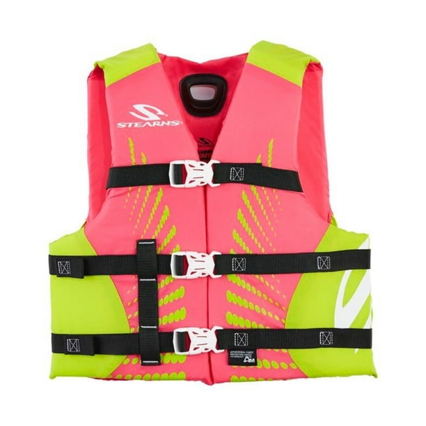 Stearns Kids Infinity Nylon Life Vest for Girls 5090 Pounds, Pink/Lime