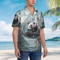 thumbnail image 3 of Susaid Panda In Futuristic City Print Short Sleeve Shirts Button Down Casual Shirts Summer Beach Aloha Button Down Short Sleeve for Men ,X-Large, 3 of 7