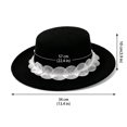 thumbnail image 4 of Vintage Halloween Style Flat Top Wide Brim Hat With Elegant Lace Trim, Soft Felt Fashion Hat, Chic Headwear Accessory For Dinner Party, Photoshoot, Holiday Gathering And Formal Occasions Black, 4 of 8