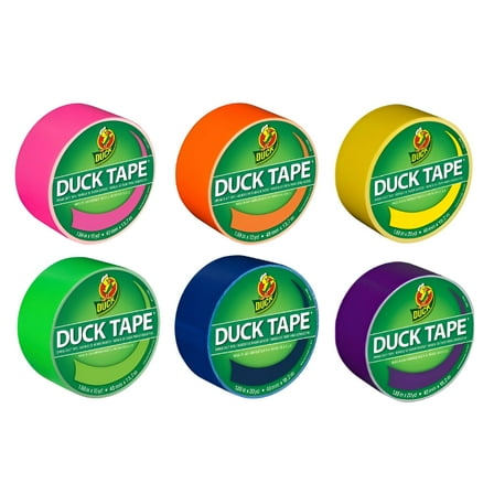 Duck Brand Color Duct Tape Bright Colors Combo 6-Pack, Blue, Orange, Pink, Green, Purple and Yellow, 105 Yards Total