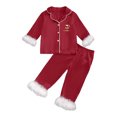 thumbnail image 3 of Toddler Boys Christmas Pajamas Christmas Print Silk Pajamas Long Sleeve 2 Piece Outfits for The Holidays Toddler Boys Pjs Size 3-4 Years, 3 of 3