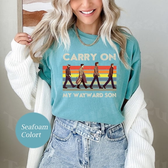 Carry On My Wayward Son Vintage Comfort Colors Shirt, Trendy Supernatural Abbey Road T-Shirt, Winchester Shirt, Unisex, Full Size