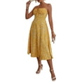 thumbnail image 1 of Seyurigaoka Women Boho Floral Print Spaghetti Straps Midi Dress Summer Casual Elegant Sleeveless Low Cut Drawstring High Split Sundress, 1 of 5