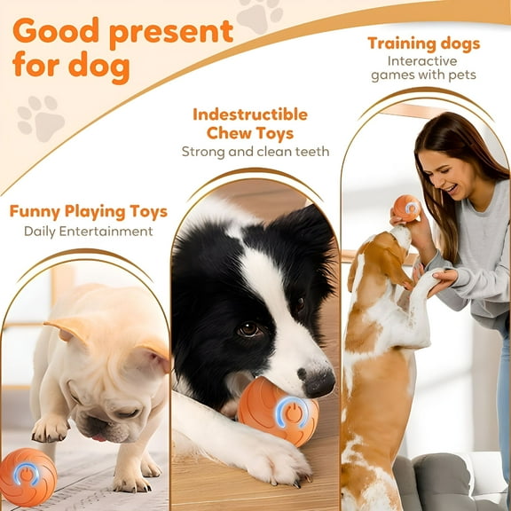 BESTSKY 1 Pack Smart Jumping Ball Dog Toy, Interactive Bouncing Toys for Small Medium Large Dogs (Blue)