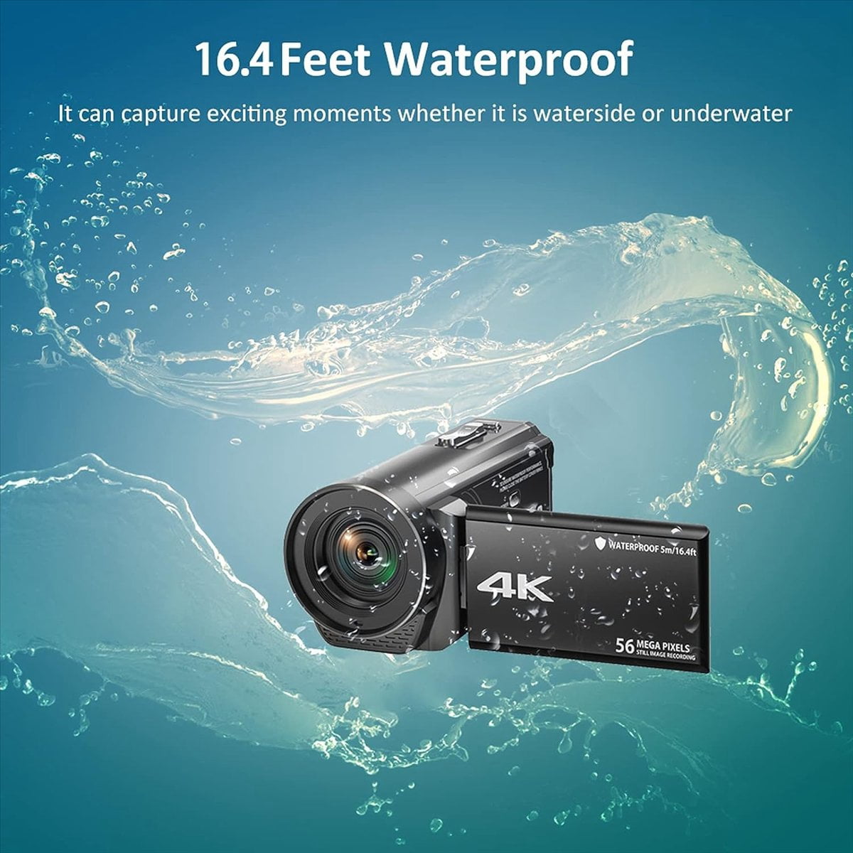 Video Camcorder Camera 4K Ultra HD 56MP 30FPS Camera, 18X Digital Zoom Waterproof for