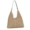 thumbnail image 3 of Bolso de hombro tejido de crochet informal para verano, ideal para playa, viajes y vacaciones. Beige, 3 of 9