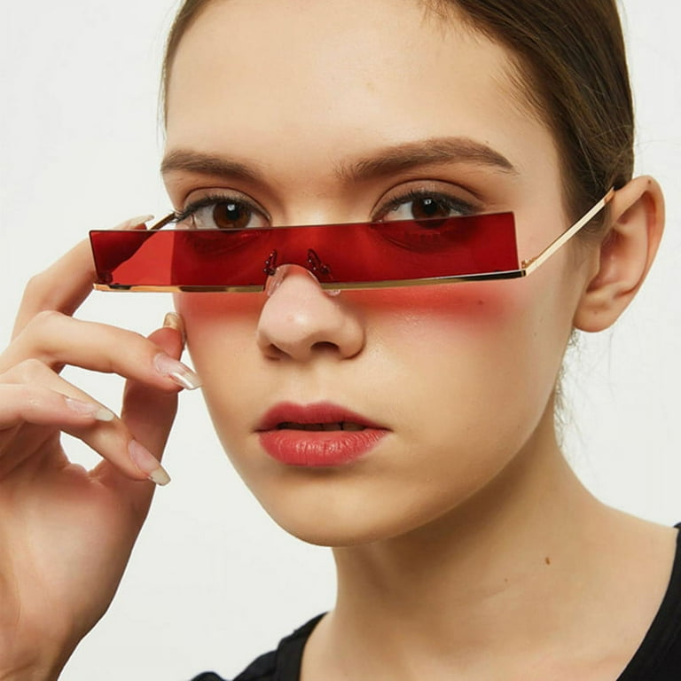 Semi Rimless Rectangle Sunglasses Trendy Future Trendy Rectangular Glasses With Color Glasses With Color Lens For Women Men UV400 Gray