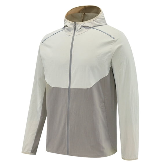 Handshe Men's Windproof Waterproof Hooded Jacket, Solid Color and Color Block with Zipper Pockets, Slim Fit for Running, Fitness Training, Outdoor Sports and Daily Casual