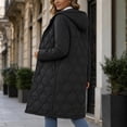 thumbnail image 4 of cocolona Womens Long Quilted Jacket LightWeight Long Sleeve Hooded Zipper Puffer Coat Casual Loose Solid Color Winter Warm Snow Long Outerwear, 4 of 6