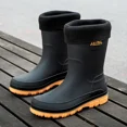 thumbnail image 3 of Botas de lluvia para hombre, botas de goma a media pantorrilla a la moda, calzado de agua antideslizante, botas de seguridad para el trabajo impermeables para exteriores, zapatos de lluvia para hombre, 3 of 5