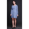 thumbnail image 6 of Bimba Blue Leaves & Flowerpecker Bird Women Tunic Top Long Sleeve Button Down Print Short Causal Dress-Small, 6 of 7