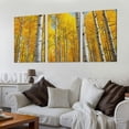 thumbnail image 2 of Nawypu  Trees Wall Art Yellow Leaf White Branch Forest Landscape Artwork Modern Nature Picture, Framed Large Size Painting for Living Room Bedroom Bathroom Home Wall Decor 12''x16''X3 Panels, 2 of 4