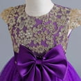 thumbnail image 5 of Generic Christmas Sweatshirt Kids Toddler Girl Dress Summer Sleeveless Bowknot Flower Princess Dress Catwalk Performance Dress for 2024 New Vintage Holiday Party Clothing(12-13 Years,Purple), 5 of 8