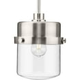 thumbnail image 5 of Beckner Collection One-Light Brushed Nickel Clear Glass Urban Industrial Pendant Light, 5 of 9