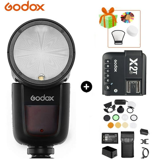 Godox V1 Flash Speedlight V1F Round Head Camera Speedlite with AK-R1 X2T For Fuji