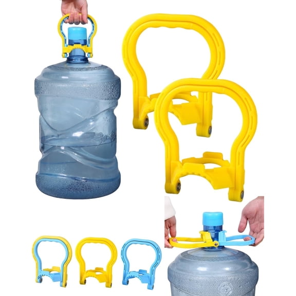 5 Gallon Water Bottle Holder, Water Jug Carrier Handle Strap, Large Purified Drinking Waters Bottled Caps Lifts Holders for Walking, Car Jugs Sleeve Grip Lift Delivery Accessories Yellow Two-Color