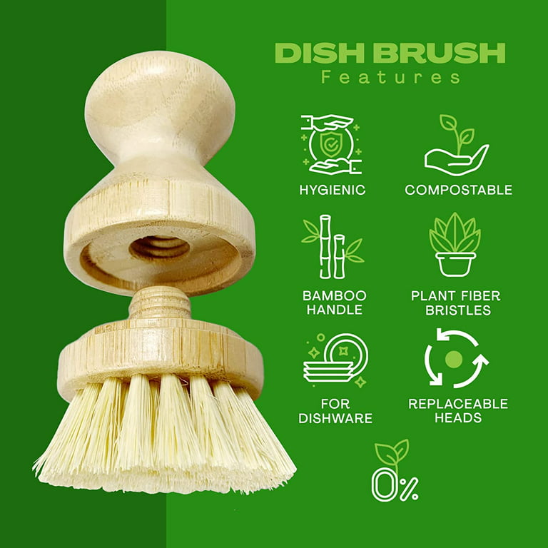 Sisal Dish Brush With Free Refill Head Kitchen Household Brush