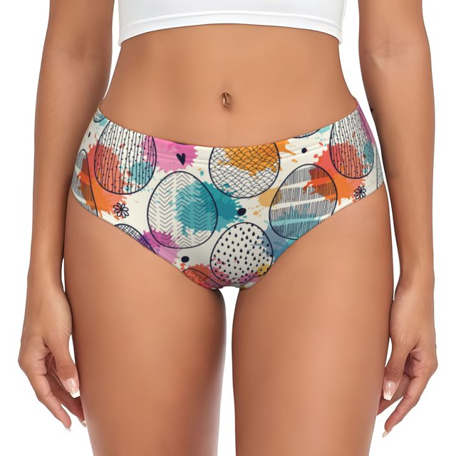 Fotbe Easter Egg Calzones Estampados para Mujer – Ropa Interior de Algodón, Cómoda, Suave y Elástica-X-Small