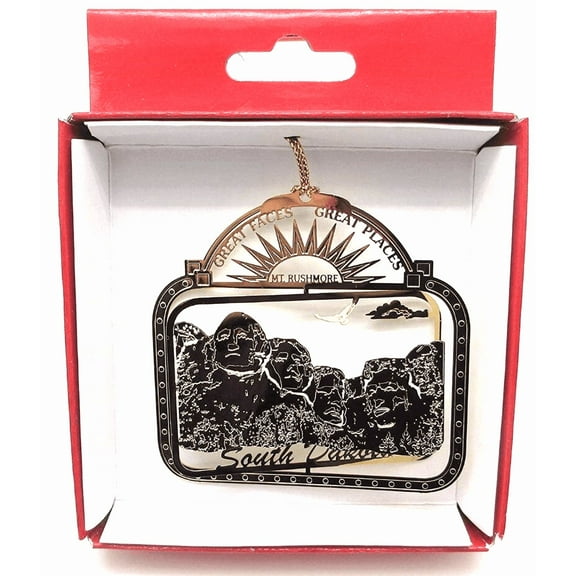 Nations Treasures Mount Rushmore Brass Ornament, Christmas, New, 3" x 2.5"