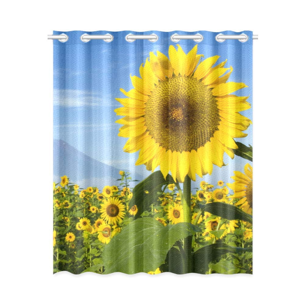 MKHERT Sunflowers Blackout Window Curtain Kitchen Curtain 26x39 inch, 2