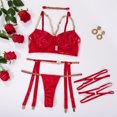 thumbnail image 1 of 2023 ropa interior sexy europea y americana cadena de metal sexy traje de tres piezas rojo L LingWen 1327537339106, 1 of 1