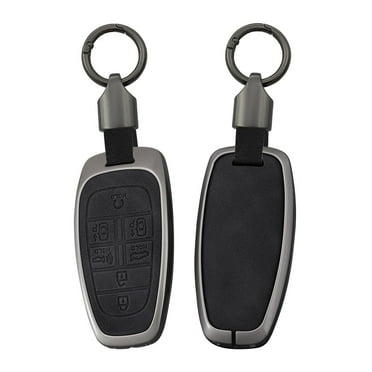 Key Case Fit for Hyundai Tucson 2020-up 7-Button Key Fob Holder with Keychain for Solaris Sonata Hybrid Nexo NX4 Santa Fe,Sturdy Metal and Leather Car Key Cover(7-button)