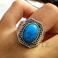 thumbnail image 2 of Handmade Turkish 925 Sterling Silver Ring: Oval Turquoise Gemstone, 2 of 10