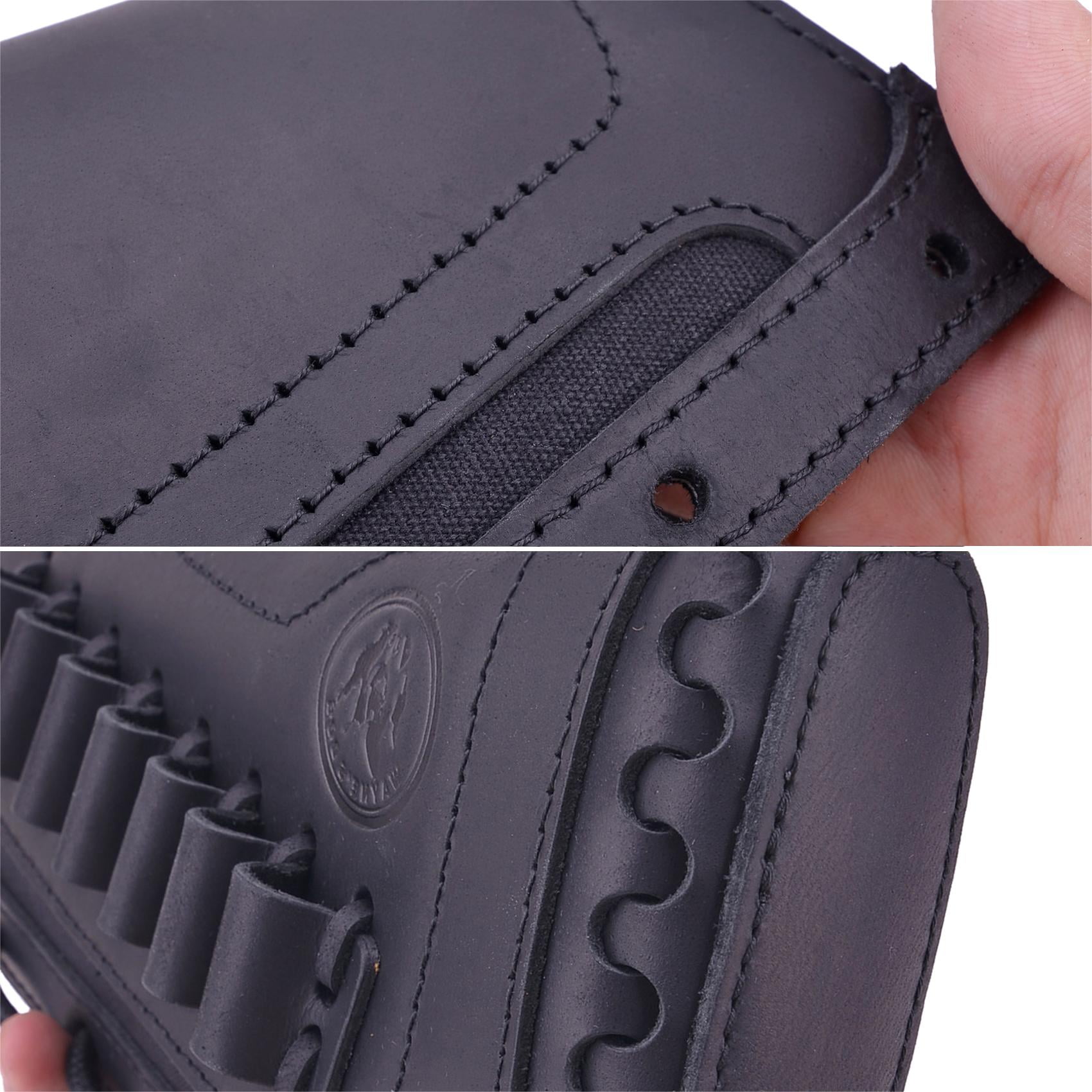 Padded Rifle Buttstock Leather Cover Sleeve with Rifle Ammo Holder for Left Handed .357 .30/30 .38