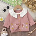 thumbnail image 4 of Generic Baby Girl Knit Cardigan Sweater Embroidery Doll Collar Knitwear Coat Toddler Fall Winter Clothes Baby Girl Autumn and Winter Knitted Cardigan Sweater, 4 of 5