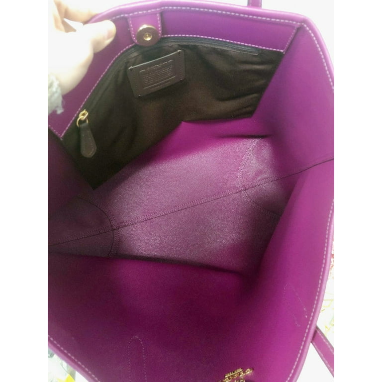 Coach Purple/Pink Signature Coated Canvas and Leather Reversible City Tote  Coach