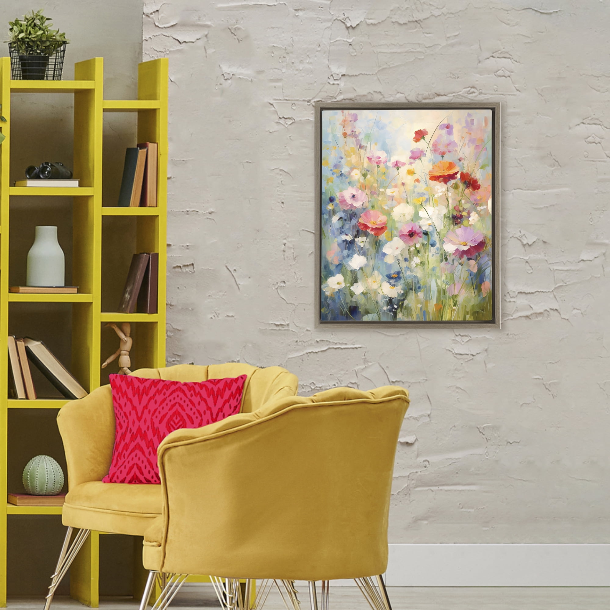 Stupell Industries Wildflower Breeze Impression Brown Framed Floater Canvas Wall Art, design by Creative Studio