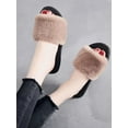 thumbnail image 2 of Faux Fur Slippers for Women,Fuzzy Slides Fluffy Sandals Open Toe Indoor Outdoor,Soft Flat Comfort Sandals, 2 of 6
