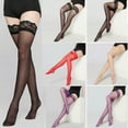thumbnail image 4 of Plus STAY-UP STOCKINGS Sheer Thigh High LACE TOP Silicone Socks Hosiery, 4 of 4
