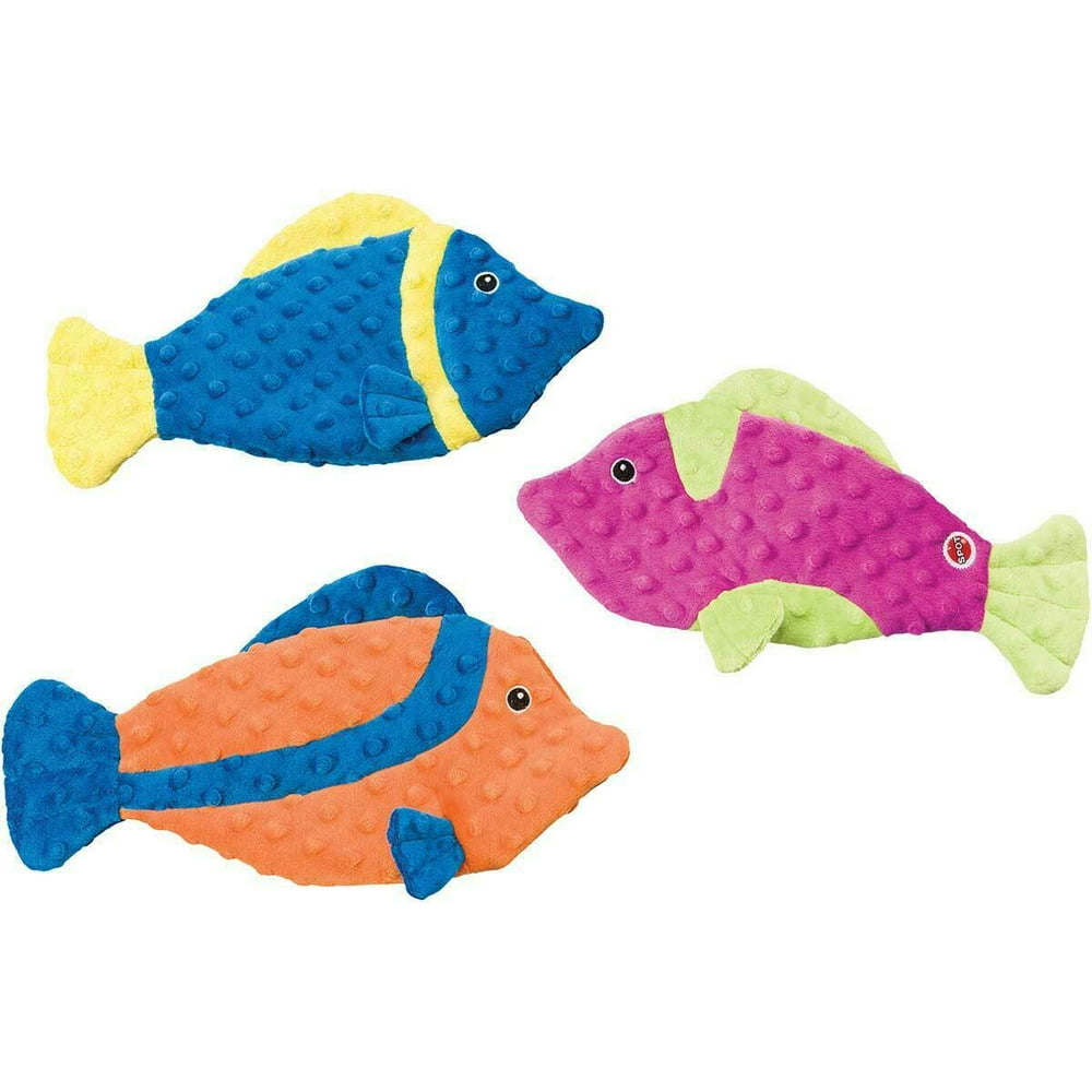 Extreme Fish Dog Toys Unstuffed Squeakers Tough Mesh Lining Assorted