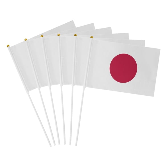 Japan Stick Flags 5.5x8.2 Inch, 6 Pack Handheld Mini Flags for Cultural Events & Sports Supporters