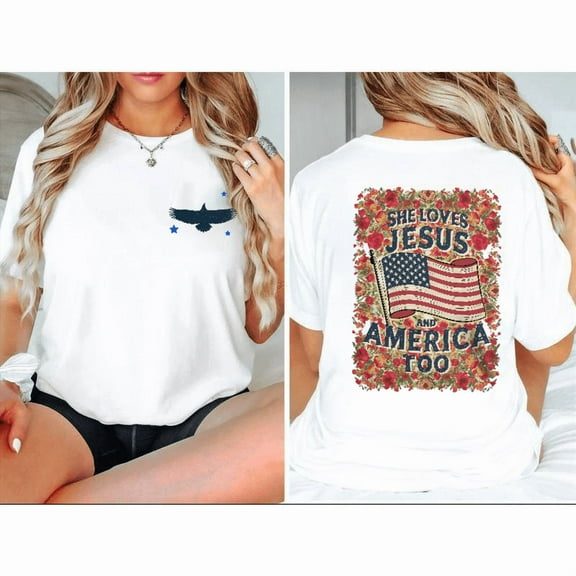 Jesus America Tee Christian T-Shirt Soft Short Sleeve Round Neck Cotton Comfort Fit Colors White Sizes S-5XL