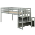 thumbnail image 5 of Gewnee Wood Twin Low Loft Bed with Storage Staircase and Safety Guardrails for Kids,Gray, 5 of 9