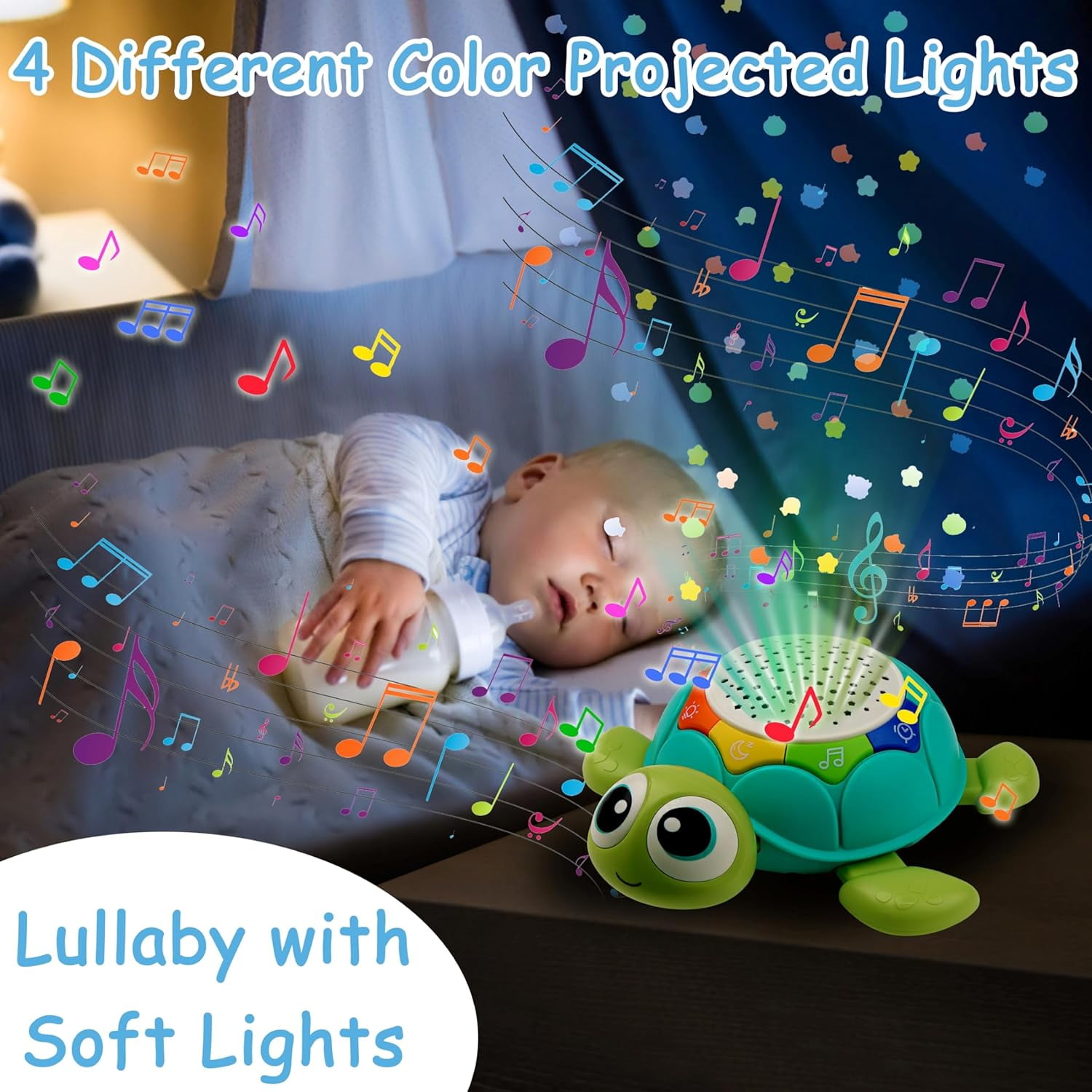 5 in 1 Musical Projector Turtle Crawling Toys Tummy Time Infant Baby Toys, Baby Toys 6-12 Months, 0-3 3-6 7 8 9 12-18 Months 1 Year Old Boy Toys Girl Toys Birthday Gift