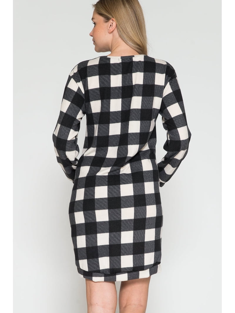 christmas plaid maternity dress Adult Women's Maternity Plaid Button-Front Relaxed Fit Dress - Little Planet