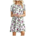 thumbnail image 2 of Homenesgenics Summer Dresses for Women under $10 Women Casual Short Sleeve Solid Ladies Loose Mini Dress Casual, 2 of 8
