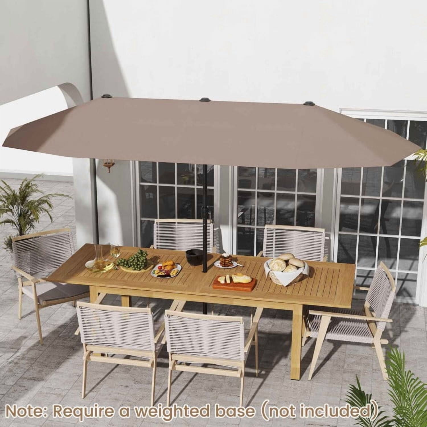 GVN Outdoor Patio Umbrella,Patio Umbrella,13 FT Large Patio Umbrella Outdoor Double-Sided Table Market Umbrella with Crank Handle-Coffee