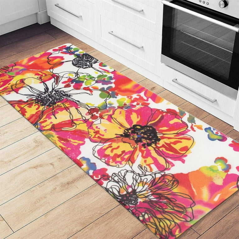 Floral Kitchen Floor Mats Cushioned Anti Fatigue for House 1/2