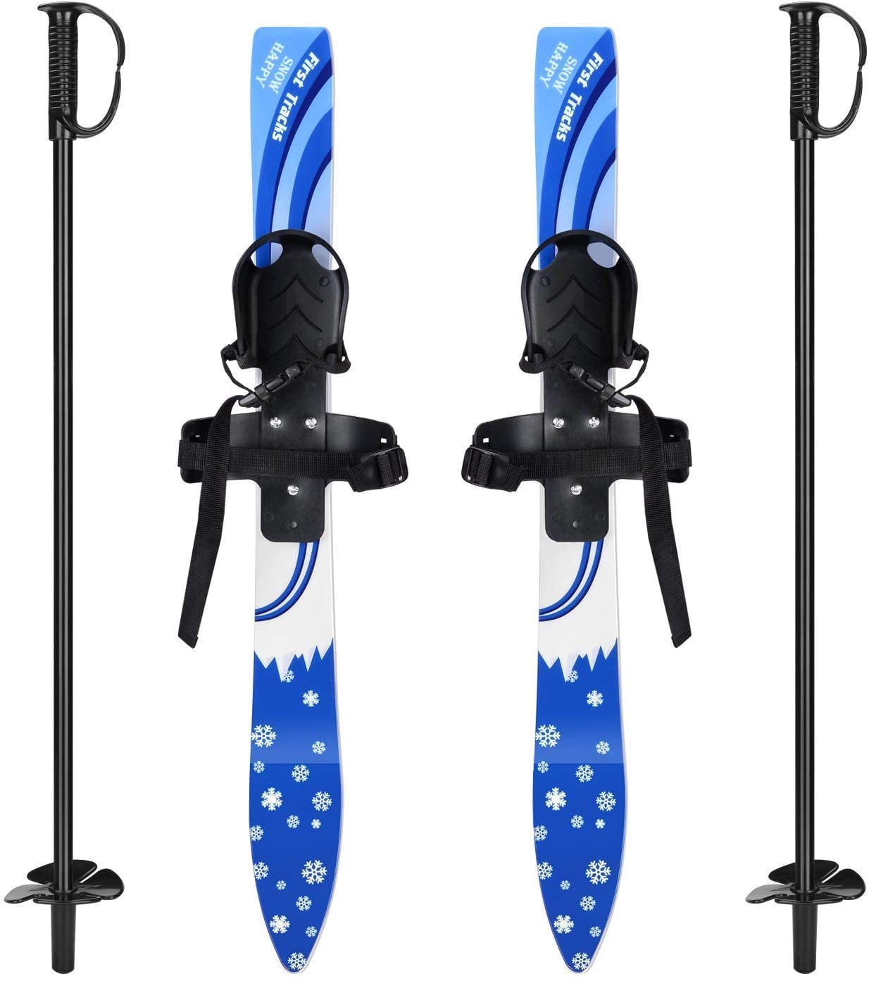 Plastic Snowflake Skis with Poles Perfect for Kids Age 2-4 to Learn Skiing 